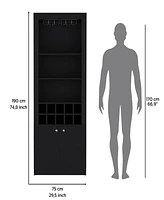 Vass Cabinet 4-Tier, Glass Holder Stemware Rack, Wine Cabinet, Liquor Cabinet, 10 Bottle Cubbies, 4 Shelves