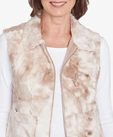 Alfred Dunner Petite Telluride Faux Fur Collared Vest