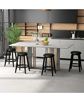 26" Swivel Bar Stool Set of 2 Upholstered Counter Height Rubber Wood Frame