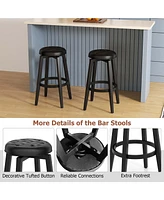 Costway 30" Swivel Bar Stool Set of 2 Upholstered Bar Height Rubber Wood Frame