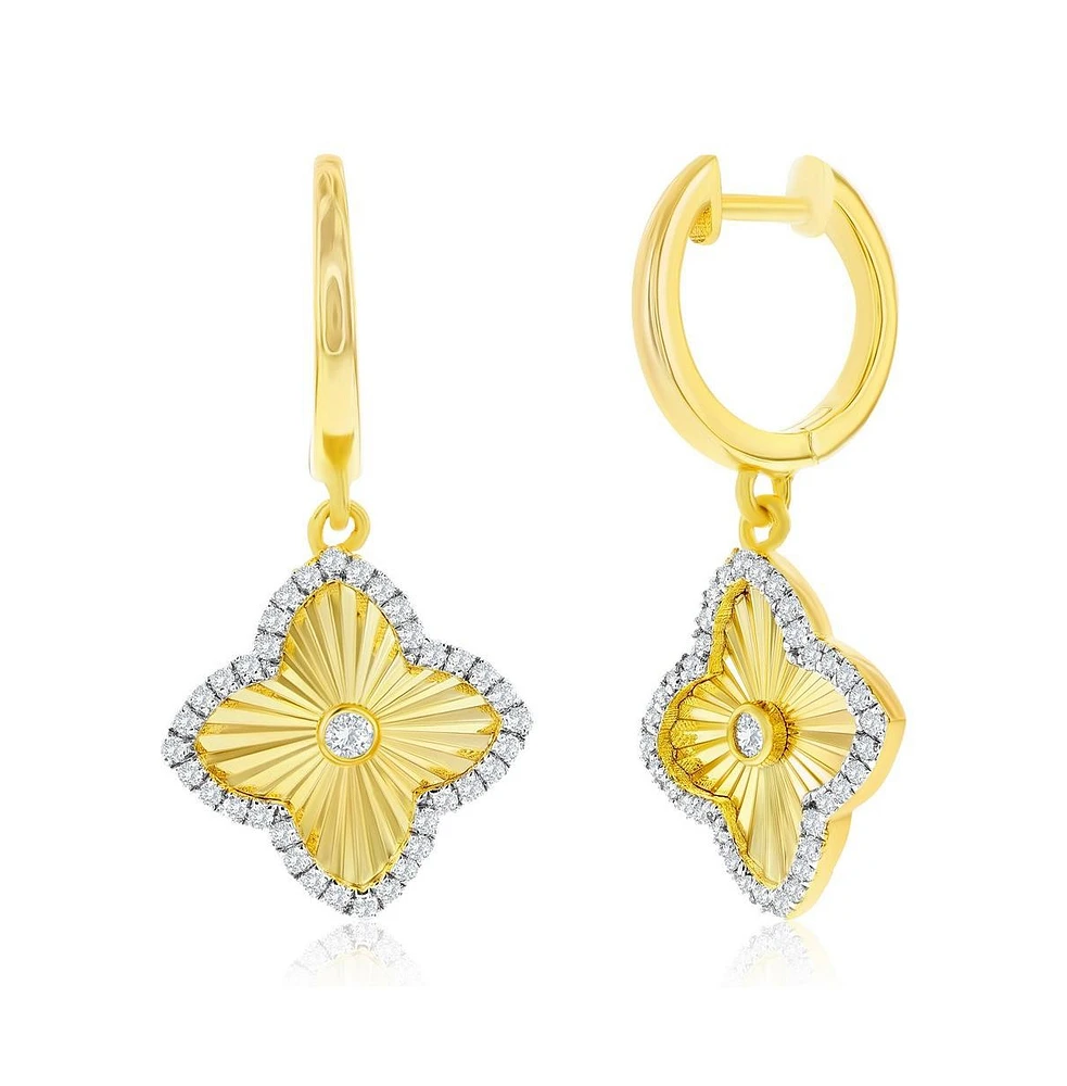 Simona Sterling Silver, D-c Flower Cz Earrings - Gold Plated