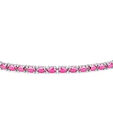 Bling Jewelry Simple Strand Synthetic Pink Topaz Tennis Bracelet For Women .925 Sterling Silver 7-7.5 Inch