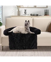 Costway Plush Calming Dog Couch Bed with Anti-Slip Bottom Plush Mat for Dogs & Cats