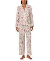 Lauren Ralph Women's 2-Pc. Long-Sleeve Notch-Collar Long Pants Pajama Set