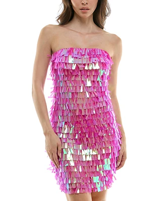 B Darlin Juniors' Sequined Strapless Bodycon Dress