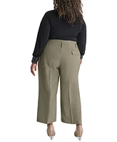 Dkny Plus Printed Pleat-Front Ankle Pants