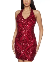 B Darlin Juniors' Sequined Bodycon Halter Dress