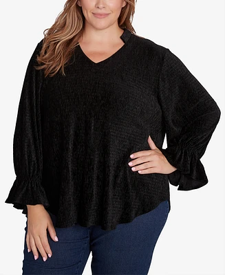 Ruby Rd. Plus Size Smocked Velvet Blouse