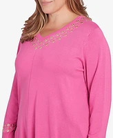 Ruby Rd. Plus Grommet Embellished Fine Gauge Sweater