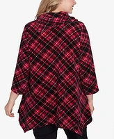 Ruby Rd. Plus Split Cowl Neck Plaid Chenille Ribbed Knit Top