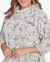 Ruby Rd. Plus Size Split Cowl Neck Chenille Jacquard Knit Top