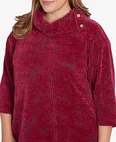 Ruby Rd. Plus Split Cowl Neck Chenille Jacquard Knit Top