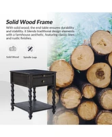 Hulala Home Eteria Traditional 26" Tall End Table with Soild Wood