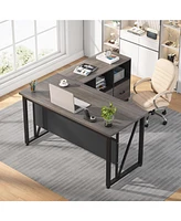 Tribesigns 55-Inch Executive Computer Desk with 43-Inch Lateral File Cabinet, Large Workstation Business Furniture, L Shaped Drawers and Sto