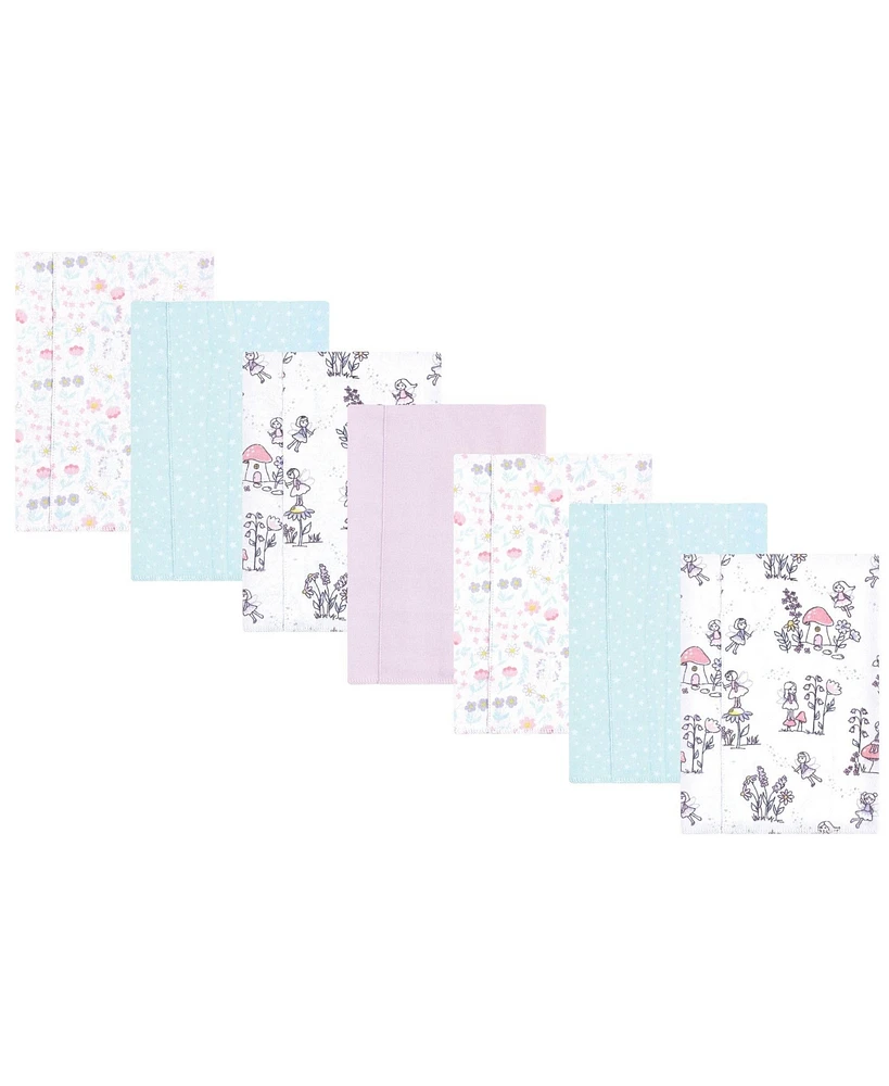 Hudson Baby Infant Girl Flannel Burp Cloth 7pk, Garden Fairies, One Size