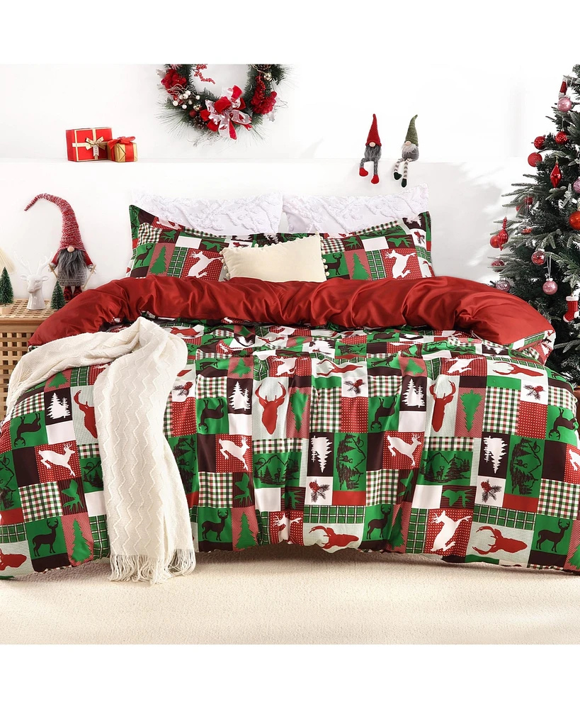 gaomon 3 Pieces Christmas Holiday Bedding Duvet Cover Set