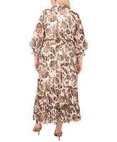 Vince Camuto Plus Printed Pleated Maxi Dress, Created for Macy's