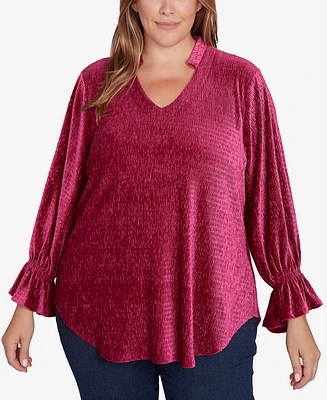 Ruby Rd. Plus Smocked Velvet Blouse