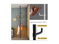 Slickblue Adjustable Laundry Pole Clothes Drying Rack Diy Floor-to-Ceiling Tension Rod Coat Hanger - Black