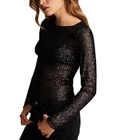 Lucky Brand Women's Sequin Long-Sleeve Layering Top