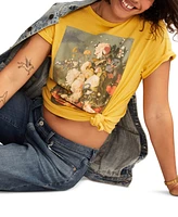 Lucky Brand Women's Cotton Floral Still Life Boyfriend Tee