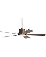 Casa Vieja 54" Desteny Modern Indoor Ceiling Fan with Led Light Remote Control Bronze Brass Wood Blades Opal Etched Glass Dimmable Living Room Kitchen