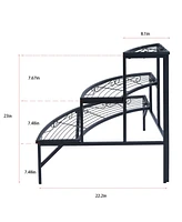 Unho Metal Corner Ladder Plant Shelf 3 Tier Plant Display Flower Rack Outdoor Indoor