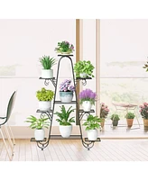 Unho 9 Tier Metal Garden Plant Stand Flower Pots Display Rack Holder for Plants Black