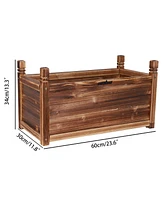 Unho Wood Planter Box Outdoor Garden Rectangular Planter Flowers Box Raised Bed