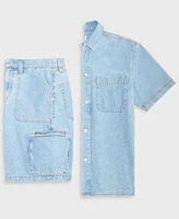 Mode Of One Mens Cosell Denim Shirt Cargo Jean Shorts Exclusively At Macys