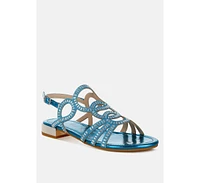 London Rag Jisters Cut Out Detail Rhinestone Flat Sandals