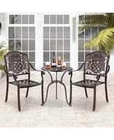 Costway Pcs Patio Cast Aluminum Chairs Outdoor Metal Armchairs with Ergonomic Curved Seat
