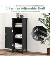 Gymax Bathroom Storage Organizer Narrow Floor Cabinet w/ 2-Tier Open Compartment