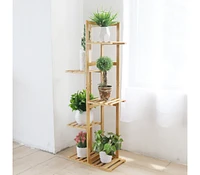 Unho Indoor Outdoor Bamboo Wood Plant Stand Corner Flower Display Rack Shelving Unit