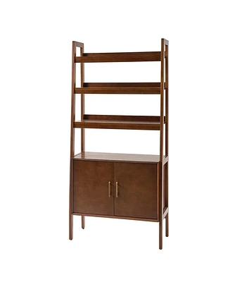 Hulala Home Augusto Mid-century Modern 76'' H x 36'' W Solid Wood Ladder Bookcase with Solid Wood Legs