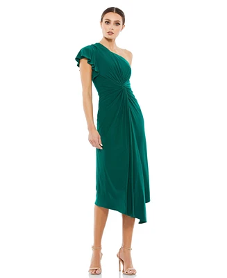 Women's One Shoulder Midi Length Jersey Dress