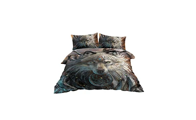 Slickblue Ultra Soft Wolf Warrior Duvet Cover Set for Kids & Teens Cozy Bedding with Pillowcase