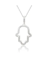 Suzy Levian New York Suzy Levian Sterling Silver White Cubic Zirconia Hamsa Hand Pendant