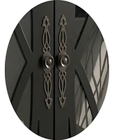 Kings Brand Furniture Halswelle 2-Door Black Curio Bookcase Cabinet with Glass Doors