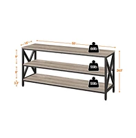 Yaheetech 55 Inch Industrial 3-Layer Shelved Tv Stand Cabinet Console for TVs up to 65