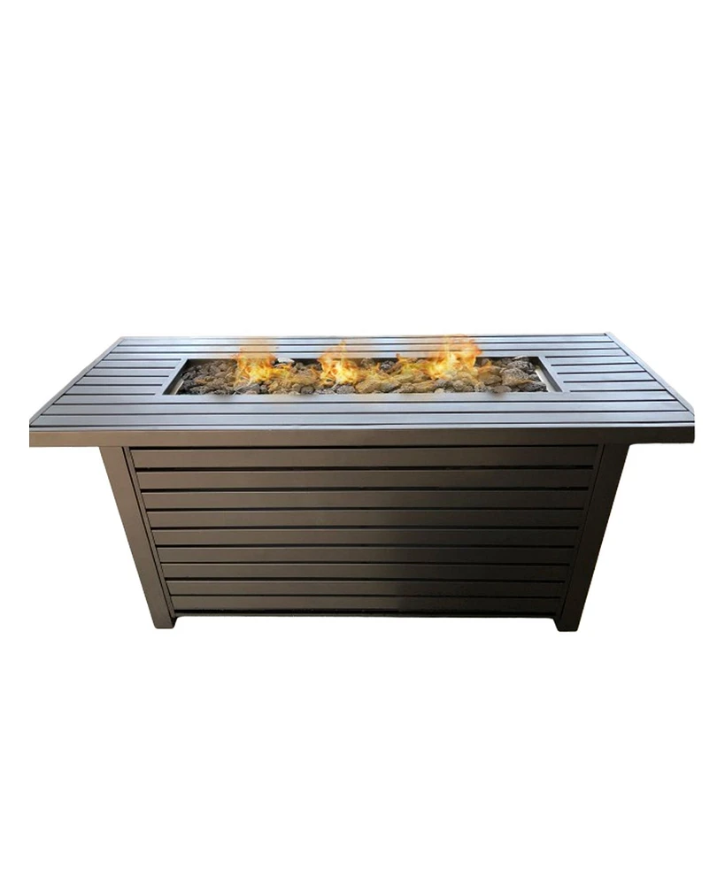 Mondawe Casselton Steel Propane/Natural Gas Outdoor Fire Pit Table with Lid