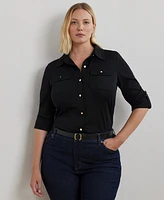 Lauren Ralph Plus Roll-Tab-Sleeve Shirt