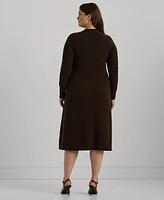 Lauren Ralph Plus Wool-Blend Long-Sleeve Sweater Dress