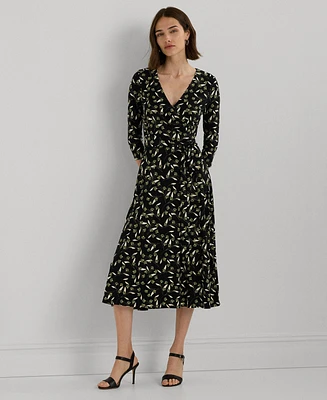 Lauren Ralph Women's Floral Surplice Stretch Jersey Dress