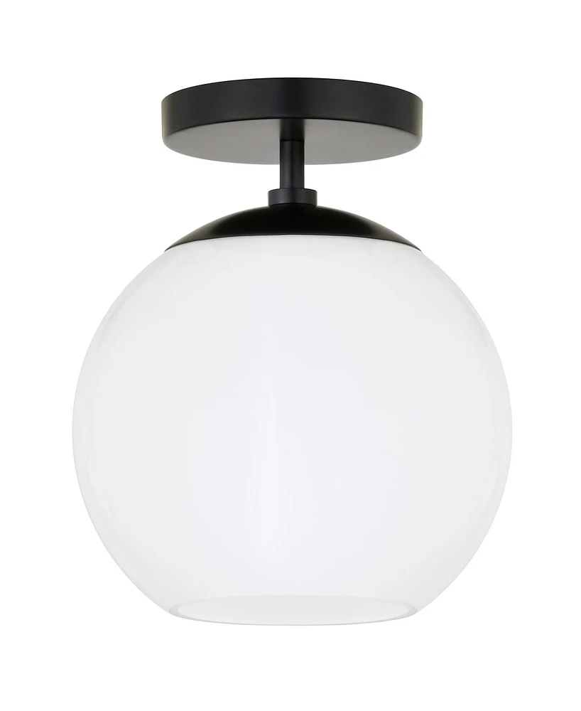 Hudson & Canal 9" Metal Bartlett Wide Semi Flush Mount