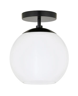 Hudson & Canal 9" Metal Bartlett Wide Semi Flush Mount