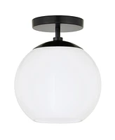 Hudson & Canal 9" Metal Bartlett Wide Semi Flush Mount