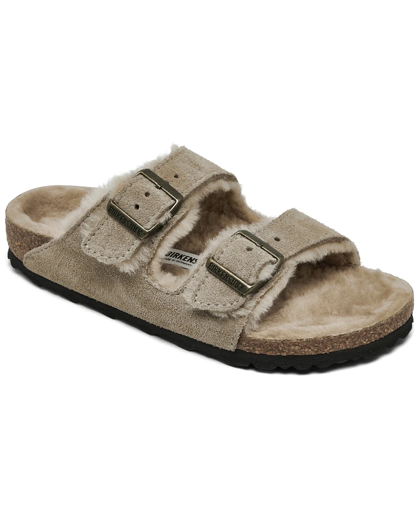 Birkenstock Women's Arizona Shearling Suede Leather Sandals from Finish Line