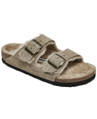 Birkenstock Women's Arizona Shearling Suede Leather Sandals from Finish Line