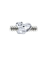 Bling Jewelry Word Love Stuffed Teddy Bear Heart Charm Bead .925 Sterling Silver